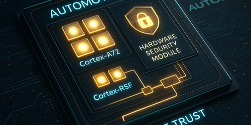 Technische Visualisierung der HSM Integration auf TI Jacinto 7 für ADAS.